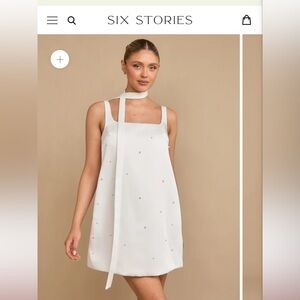 Six stories mini pearl white dress